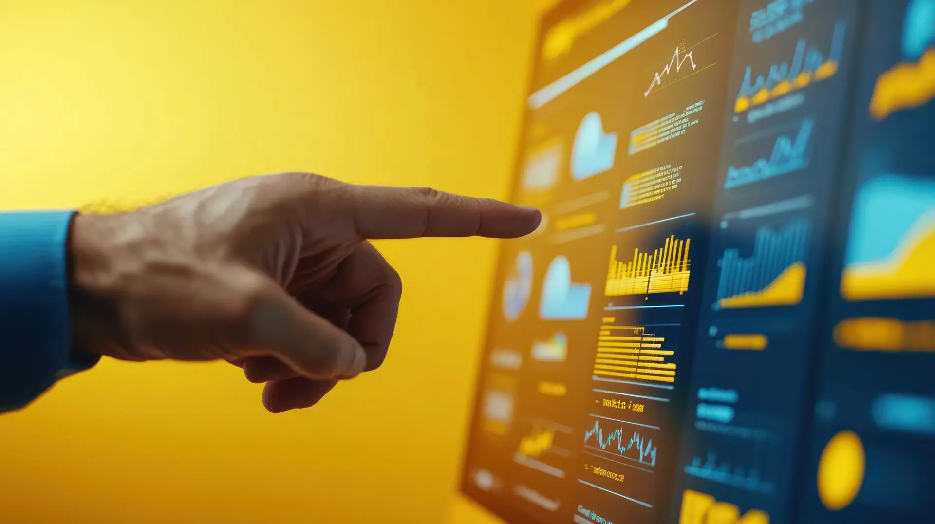 hand pointing data on computer screen