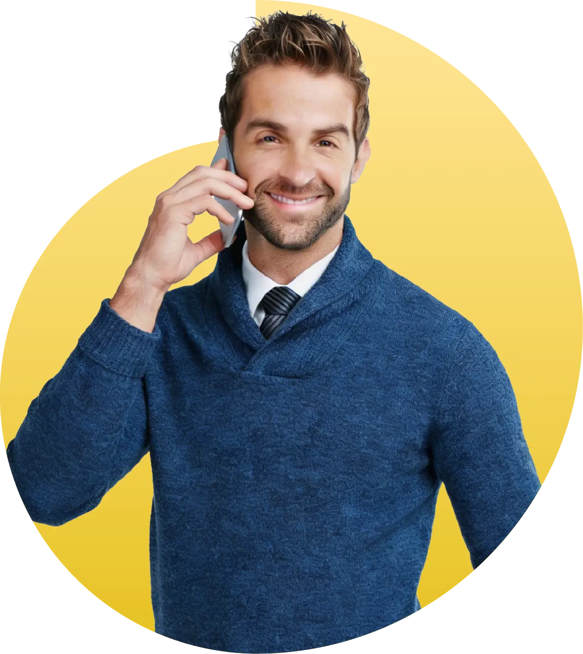 man on the cellphone smiling